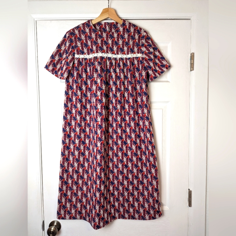 Vintage Patterned Dress - Handmade